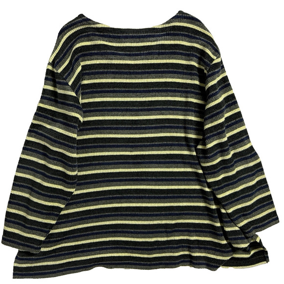 Vintage 90s Chenille Knit Sweater Plus 3X Striped Grunge Boxy Skater Masculine - Picture 2 of 10